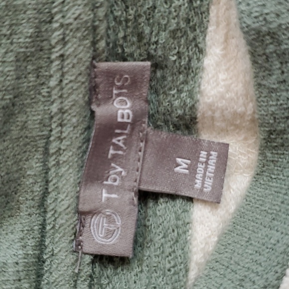 T by Talbots- Womens Top Cream multi Color  stripes 100% Cotton organic Sz.M - Picture 4 of 5